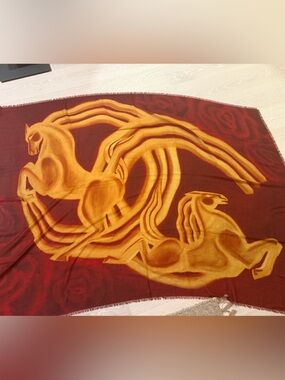 CHANEL Cashmere Horse Pattern Women's Scarf Muffler 26 Season VIP Gift